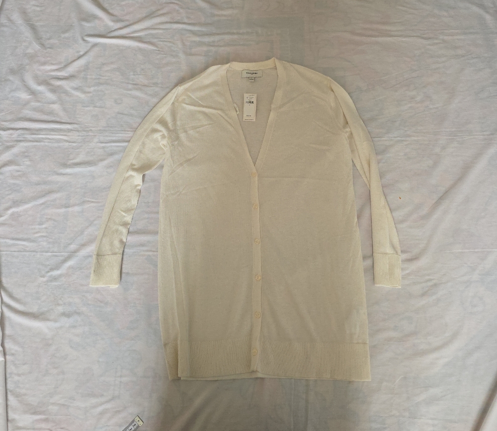 Banana Republic Cream Long V-Neck Button Cardigan